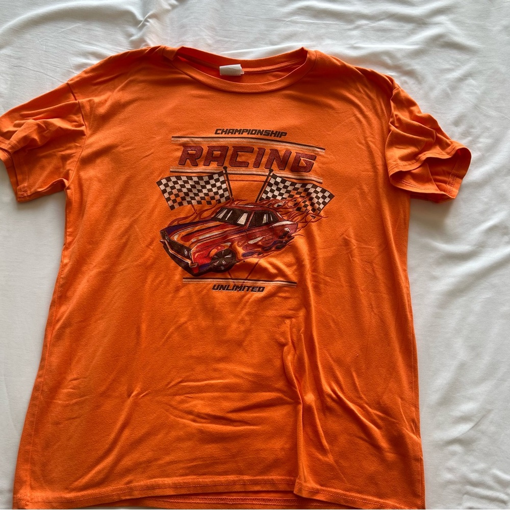 Streetwear Society orange car tshirt, brushed fabric, extremely soft, size M